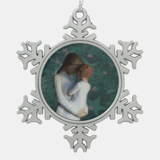 Mother and Son Pewter Snowflake Ornament
