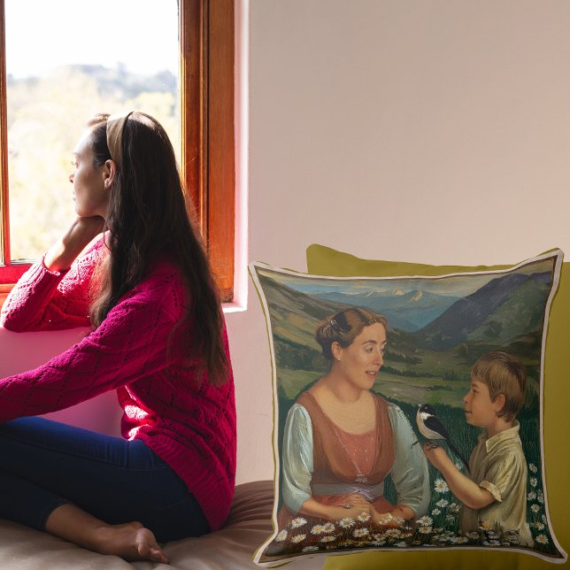 Mother and Son Tranquil Magical Moments Throw Pillow (Mother and Child)