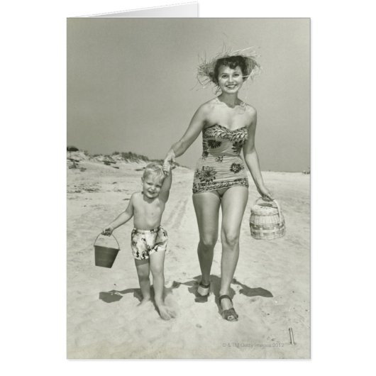 Mother and Son Walking Cards (Front)
