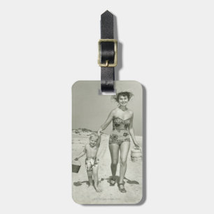 Mother and Son Walking Luggage Tag