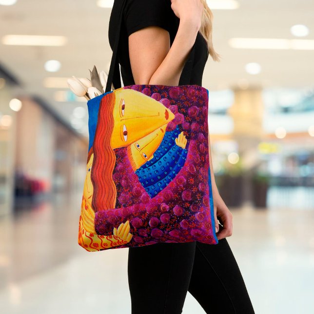 Mother and Sons Acrylic Painting Family Art  Tote  (Creator Uploaded)
