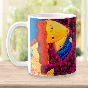 Mother and Sons Contemporary Family Painting Coffee Mug