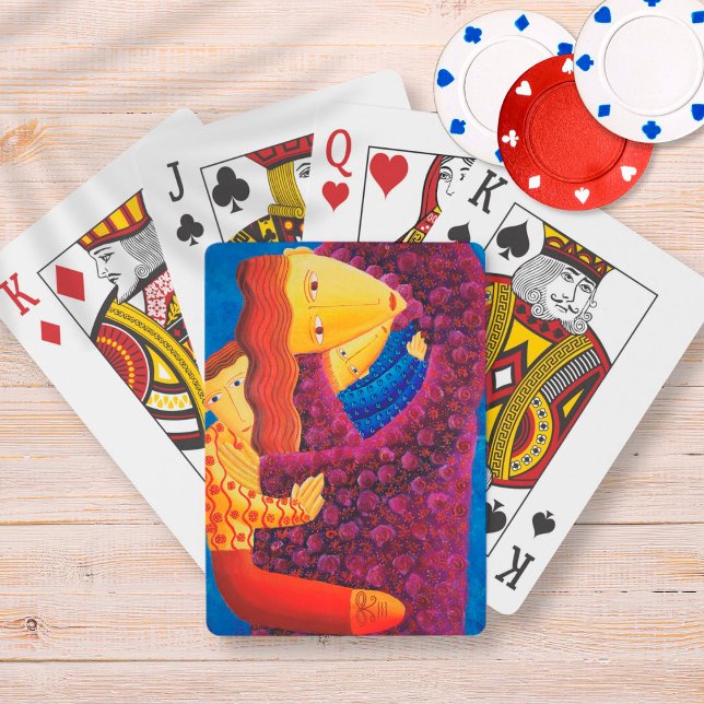 Mother and Sons Painting Contemporary Family Art Poker Cards (Creator Uploaded)