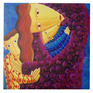 Mother and Sons Painting Family Art Ceramic Tile