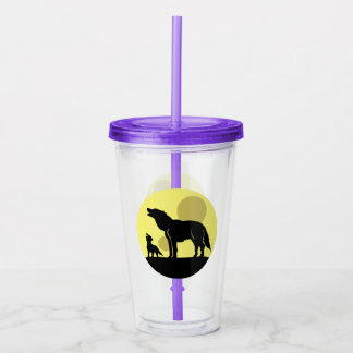 Mother and Wolf Pup Acrylic Tumbler