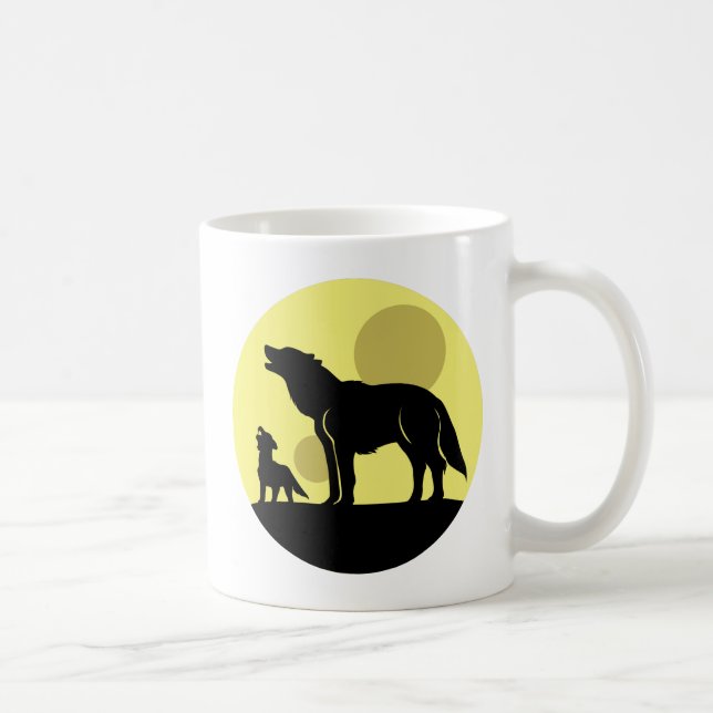 Mother and Wolf Pup Coffee Mug (Right)