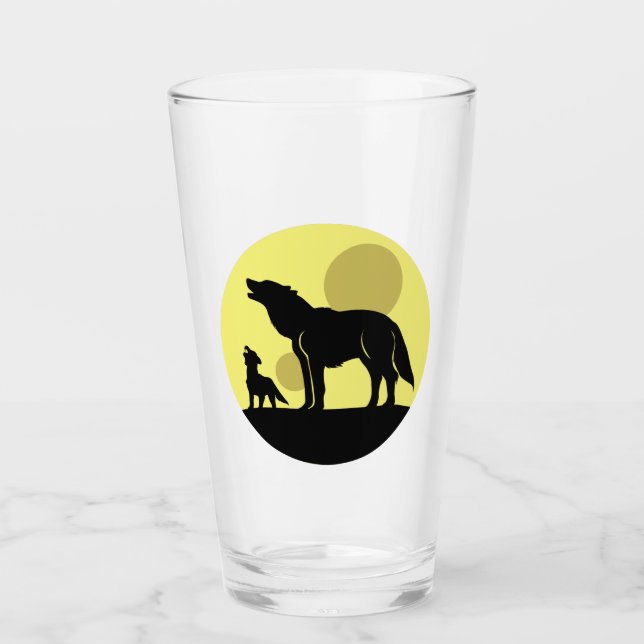 Mother and Wolf Pup Glass (Front)