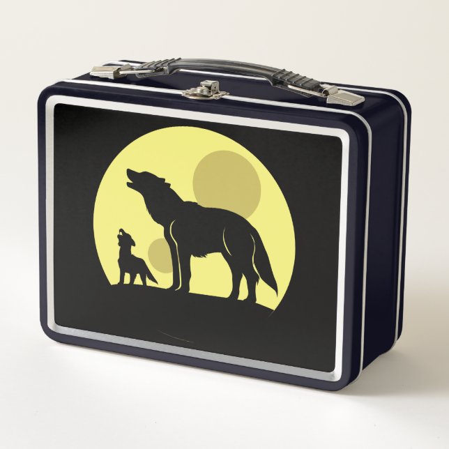 Mother and Wolf Pup Metal Lunch Box (Front)