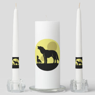 Mother and Wolf Pup Unity Candle Set