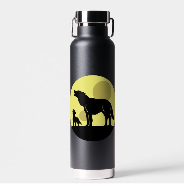 Mother and Wolf Pup Water Bottle (Front)
