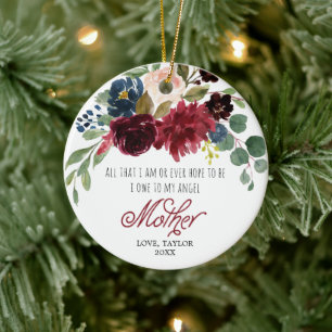 Mother Appreciation Personalized Marsala Floral Ceramic Ornament
