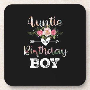 Mother Art Auntie Of A Birthday Boy Beverage Coaster