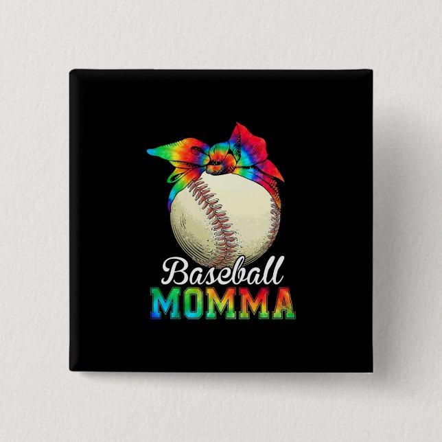 Mother Art Baseball Momma Birthday Button (Front)
