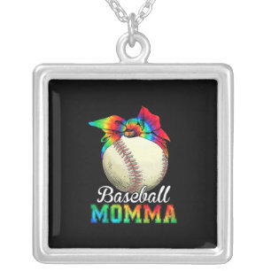 Mother Art Baseball Momma Birthday Silver Plated Necklace