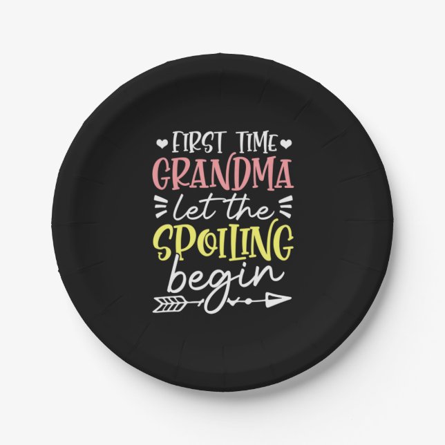Mother Art First Time Grandma Birthday Paper Plates (Front)