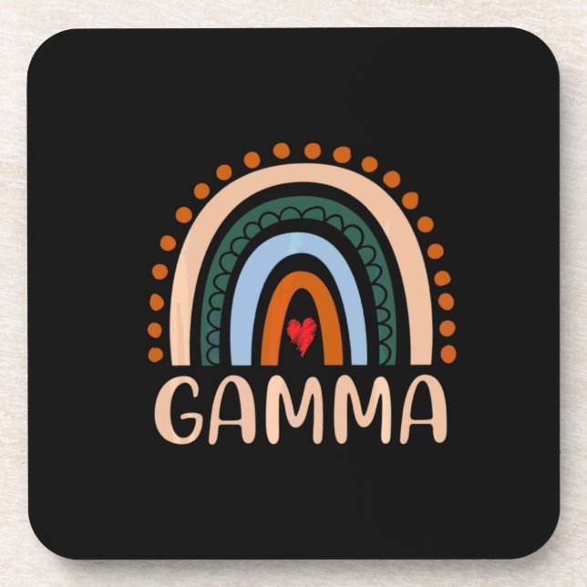 Mother Art | Gamma Rainbow Grandma Cute Birthday Beverage Coaster (Front)