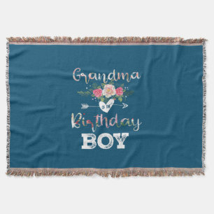 Mother Art   Grandma Of A Birthday Boy Birthday Throw Blanket
