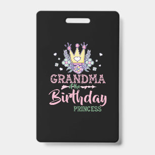 Mother Art Grandma Of The Birthday Princess Xmas Badge