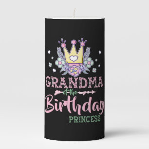 Mother Art Grandma Of The Birthday Princess Xmas Pillar Candle