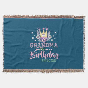 Mother Art Grandma Of The Birthday Princess Xmas Throw Blanket
