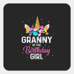 Mother Art   Granny Of The Birthday Girl Birthday Square Sticker