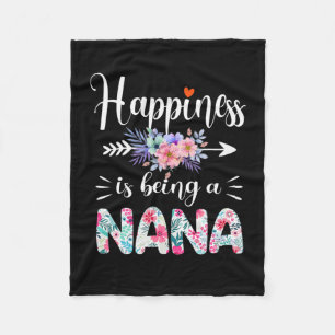 Mother Art Happiness Is Being A Nana Floral Xmas Fleece Blanket