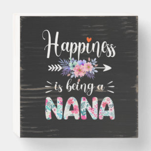 Mother Art   Happiness Is Being A Nana Floral Xmas Wooden Box Sign