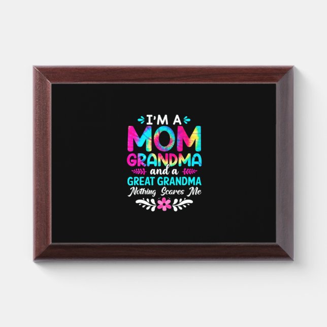 Mother Art | I Am A Mom Great Grandma Birthday Award Plaque (Horizontal)