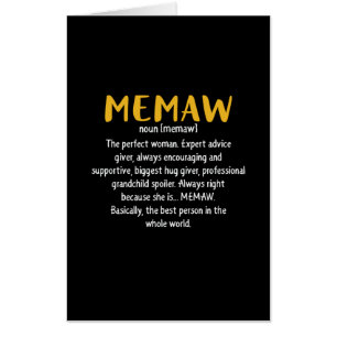 Mother Art Memaw Definition Card