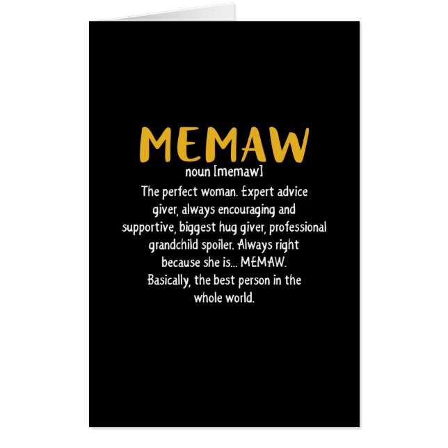 Mother Art Memaw Definition Card (Front)
