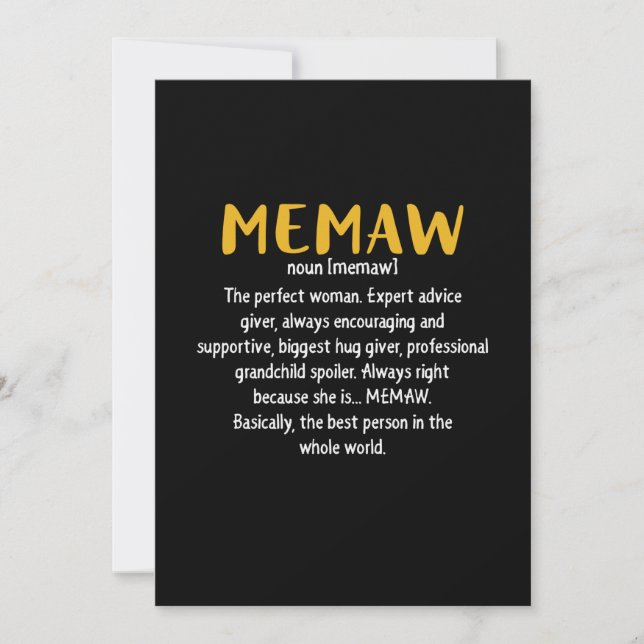 Mother Art Memaw Definition Holiday Card (Front)