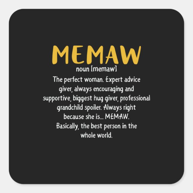 Mother Art Memaw Definition Square Sticker (Front)