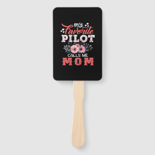 Mother Art My Favorite Pilot Calls Me Mom Xmas Hand Fan
