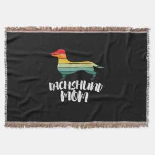 Mother Art Vintage Dachshund Mom Throw Blanket