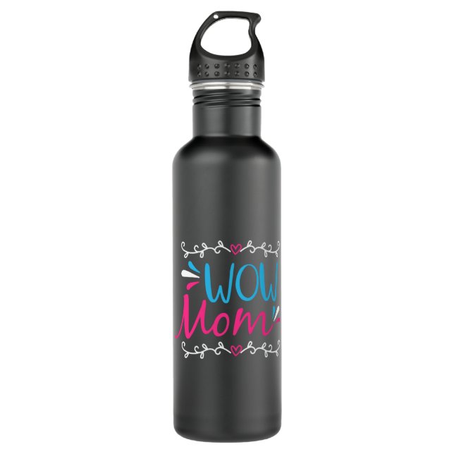 Mother Art Wow Mom Stainless Steel Water Bottle (Front)