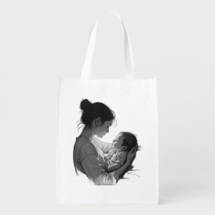 Mother & Baby artwork Grocery Bag