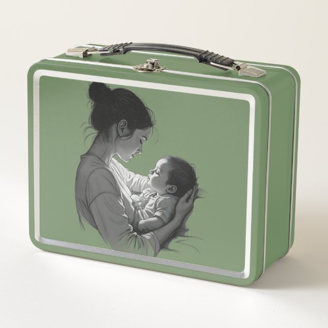 Mother & Baby artwork Metal Lunch Box (Front)