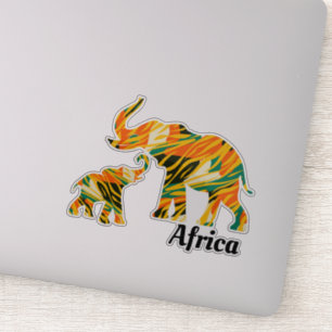 Mother & Baby Elephant African Pattern Sticker