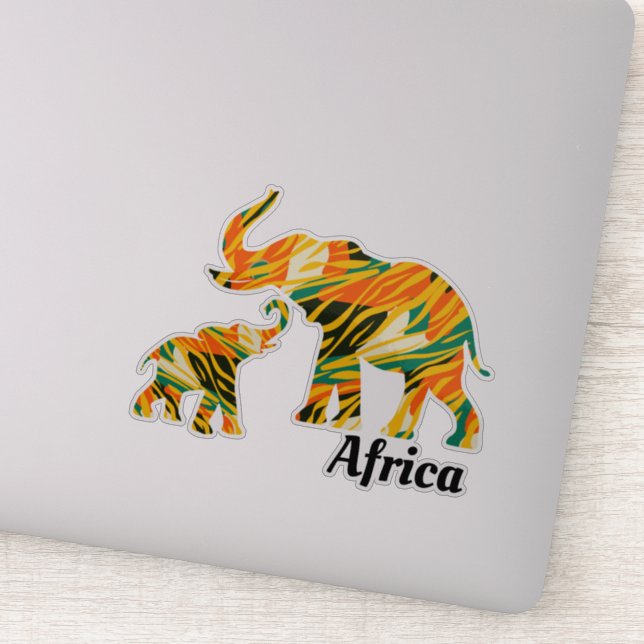 Mother & Baby Elephant | African Pattern Sticker (Detail)