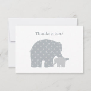 Mother Baby Elephant Gray Dots Note Card