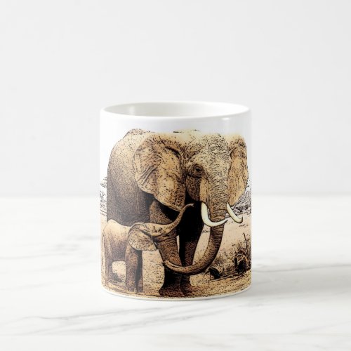 Mother  Baby Elephants Coffee Mug