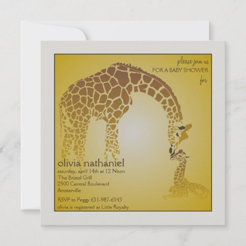 Mother Baby Giraffe _ Baby Shower Invitation