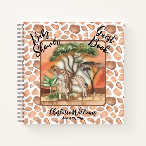 Mother Baby Giraffe Safari Baby Shower Guest Book