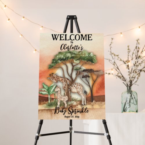 Mother  Baby Giraffe Safari Baby Sprinkle Welcome Foam Board