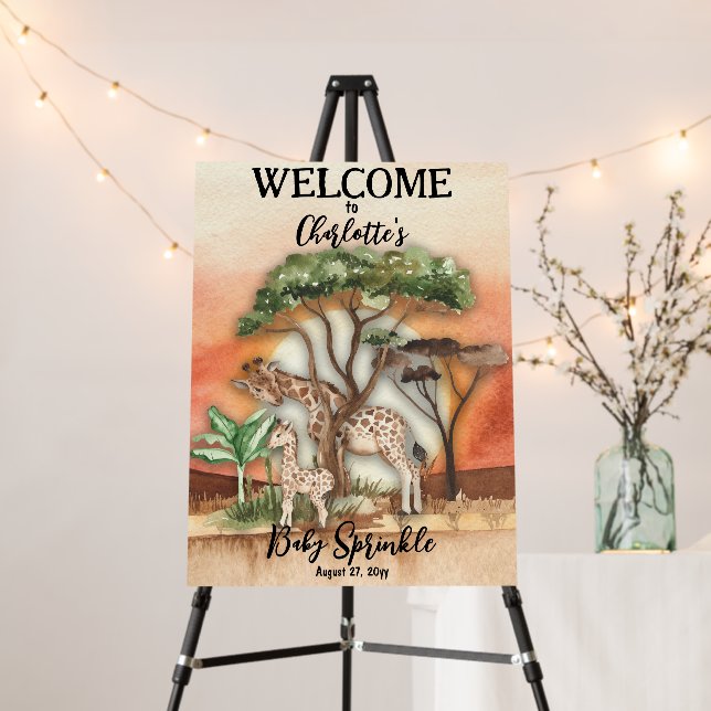 Mother | Baby Giraffe Safari Baby Sprinkle Welcome Foam Board (In Situ (Stand))
