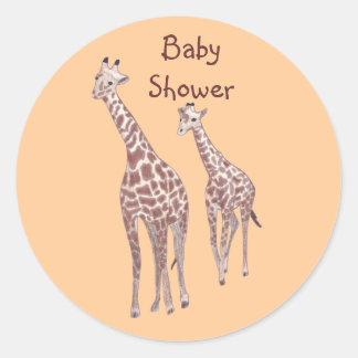 Mother & Baby Giraffes Custom Baby Shower Stickers