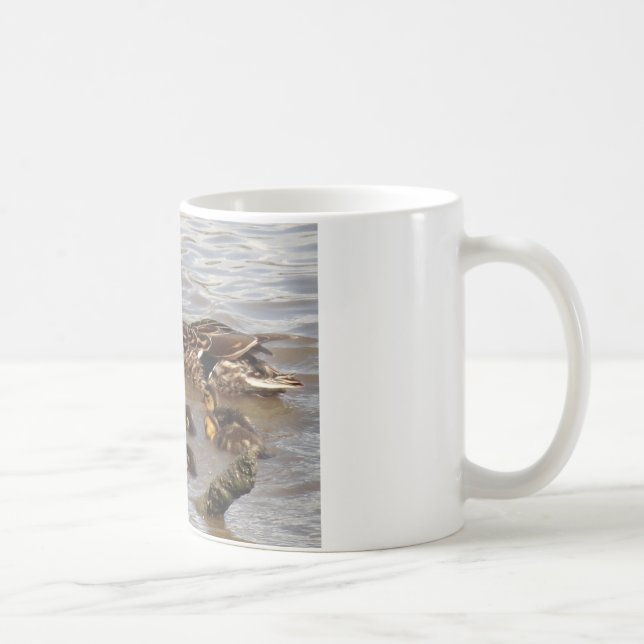 Mother & Baby Mallards on the River Coffee Mug (Right)