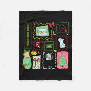 Mother Baby Nurse Christmas Stamp Stpartum Materni Fleece Blanket