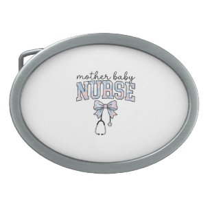 Mother Baby Nurse Floral Bow Shirt Design_1 Belt Buckle