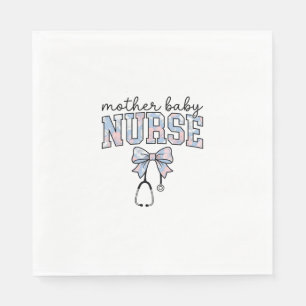 Mother Baby Nurse Floral Bow Shirt Design_1 Napkins